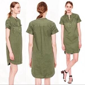 J. Crew Olive Green Short Sleeve Military Shirt Dress